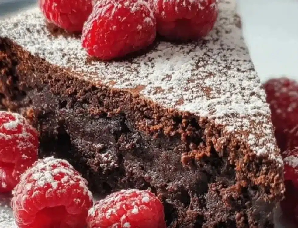 Delicious Flourless Chocolate Cake served on a plate