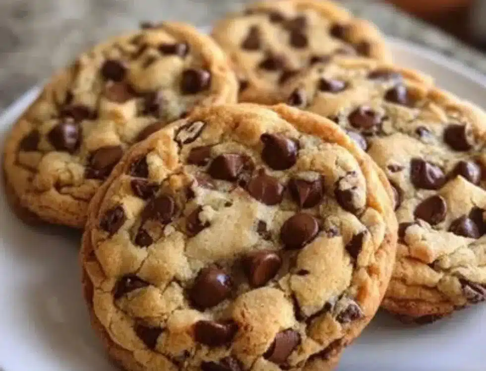 Heart-shaped chocolate chip cookies fresh out of the oven
