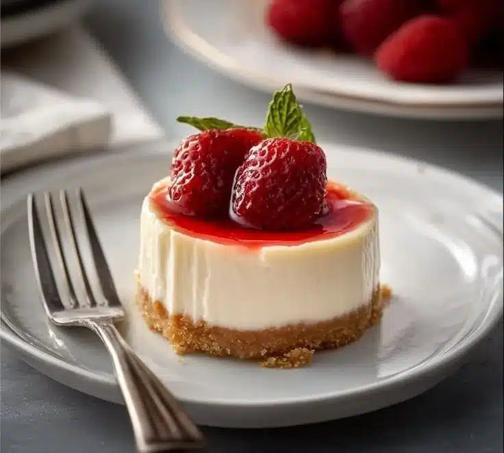 Irresistibly creamy mini cheesecakes, New York style dessert delight.