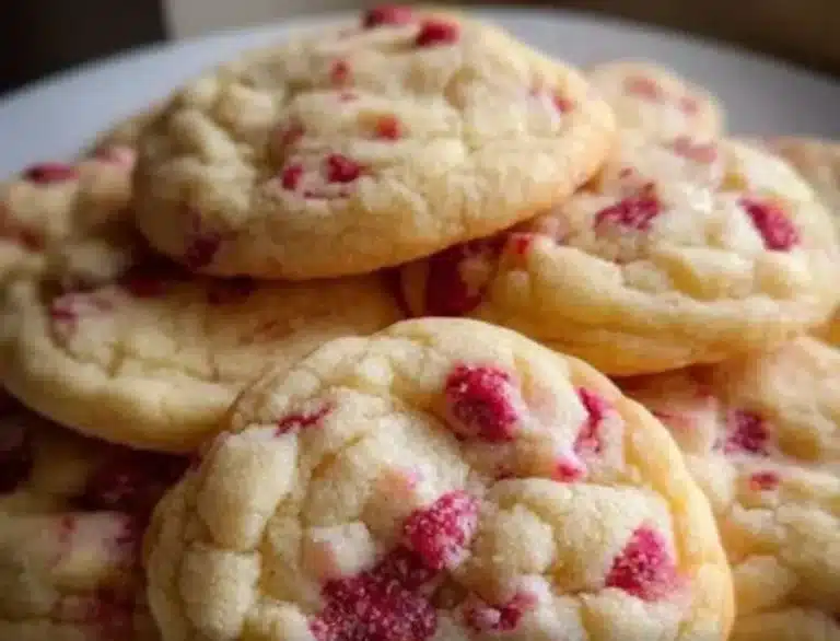 Plate of fresh Lemon Raspberry Cookies with vibrant colors and textures