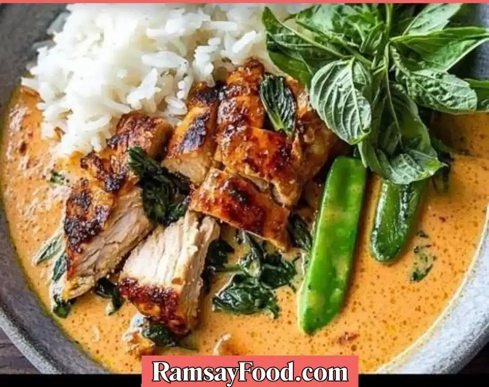 Plate of flavorful lemongrass chicken garnished with fresh herbs