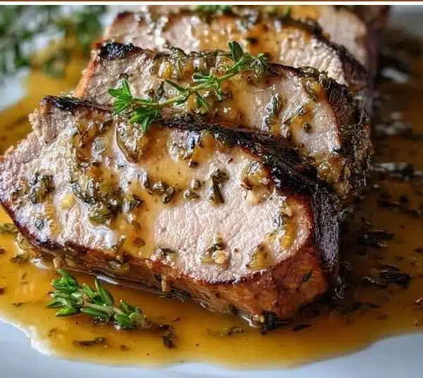 Maple Dijon Pork Tenderloin served with sides