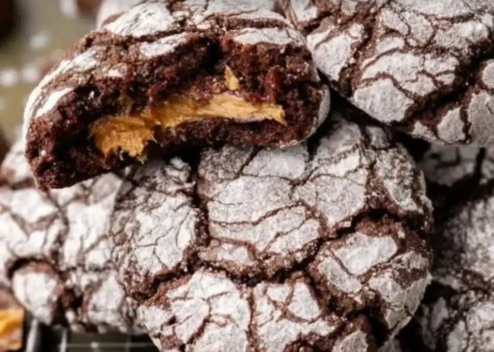 Delicious Reese's Crinkle Cookies with chocolate and peanut butter flavor