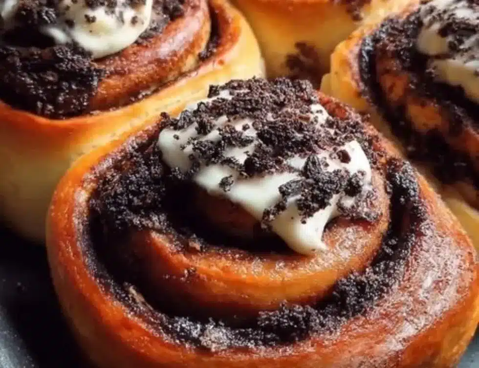 Spooky cinnamon rolls with fun Halloween decorations
