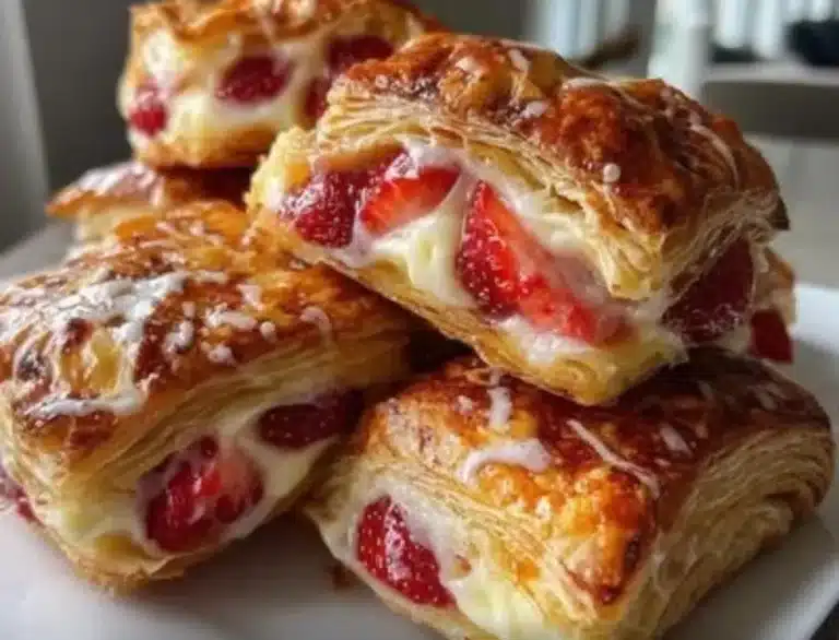 Strawberry cream cheese breakfast pastries fresh out of the oven