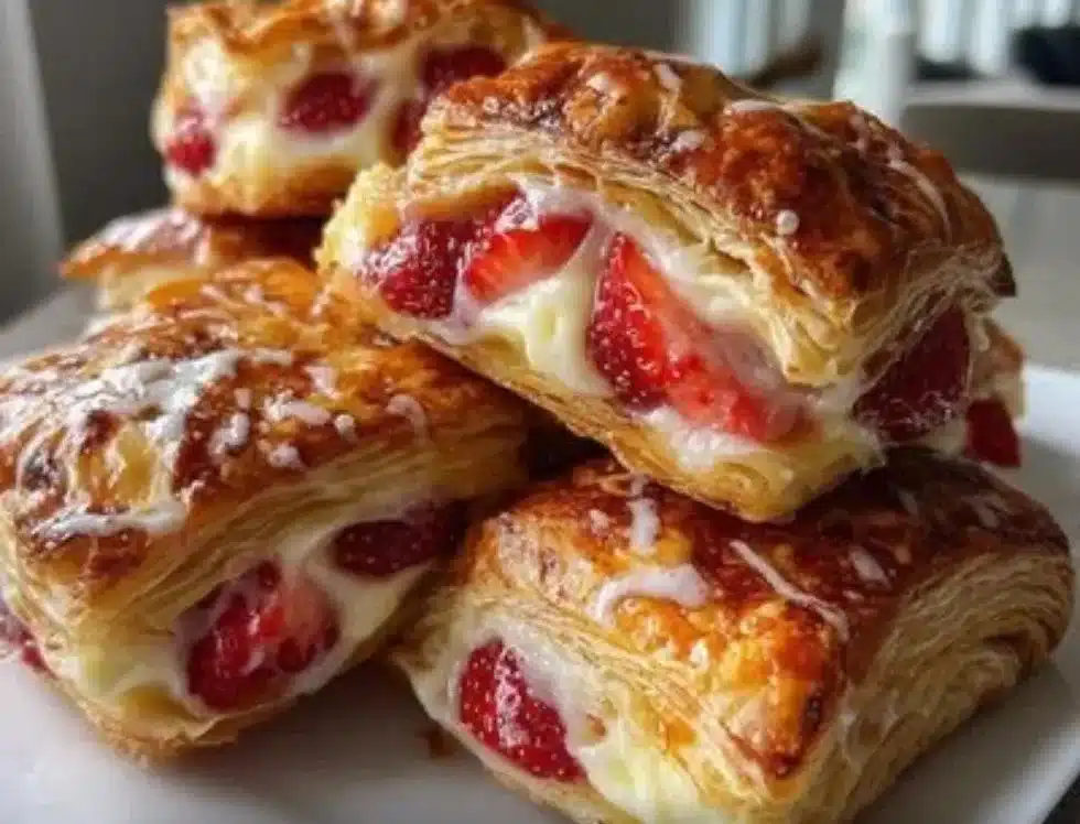 Strawberry cream cheese breakfast pastries fresh out of the oven
