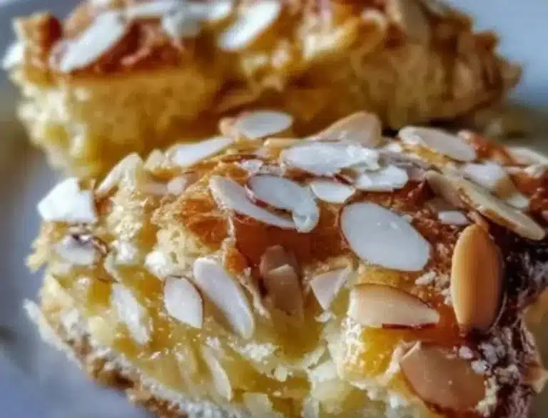 Delicious sweet almond pastry with a golden crust and almond filling