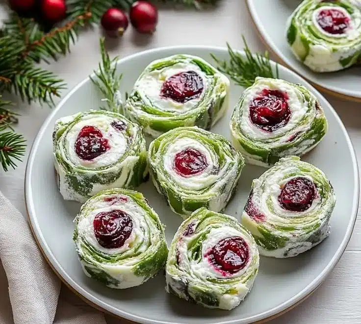 Delicious Christmas cranberry pinwheels served at a festive gathering