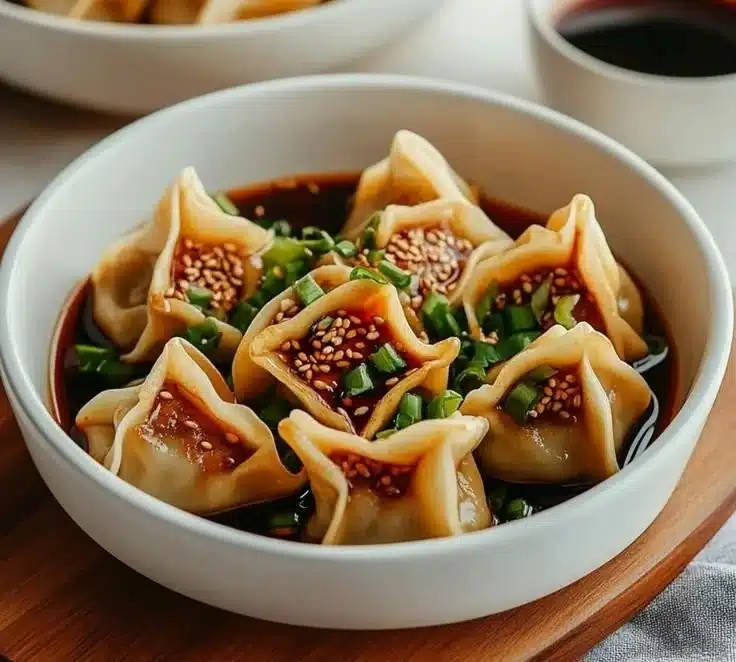 Delicious Tofu Wontons served with dipping sauce